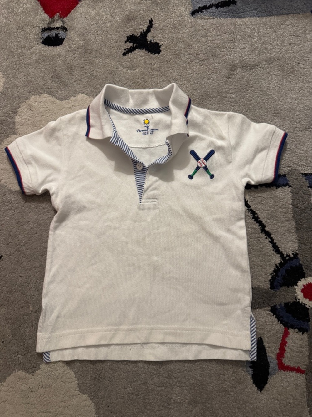 Florence Eiseman White Polo with Navy & Red Trim